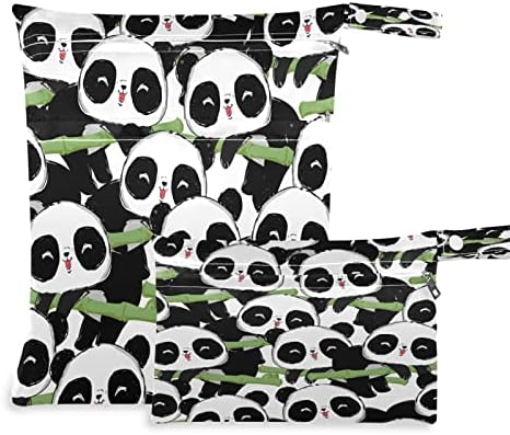 ZZXXB Panda Bambusz Fa Vízálló Nedves Újrafelhasználható Táska ruha Pelenka Nedves-Száraz Táska Cipzáras Zseb Utazási Beach