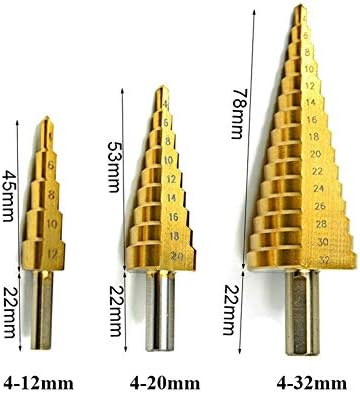 Fúrás Lépés Bit Metrikus Spirális Groove Pagoda alakú Lyuk Marószerszám A Központ Ütés 4-12/20/32 mm HSS Acél Cone Drill