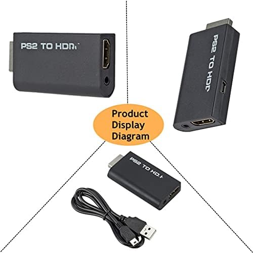 RENSLAT Hordozható PS2-HDMI 480i/480p/576i Audio Video Átalakító 3,5 mm Kimenet Támogatja az Összes Megjelenítési Módok (Szín
