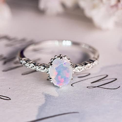 2023 Gyönyörű Vintage Opál Gyémánt Gyűrű a Nők, Eljegyzési Gyűrű, Ékszerek, Ajándékok, Bolygó, Csillag, Gyűrű (Fehér, 8)