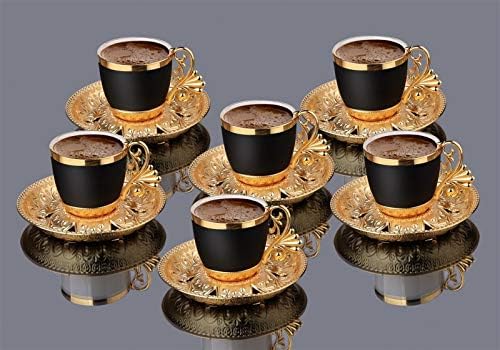 ZHSGV 12 Db török Kávés Csésze Espresso Porcelán Csésze finom kávét Csészealj Fekete Csésze (Arany) Klasszikus arab Ajándék