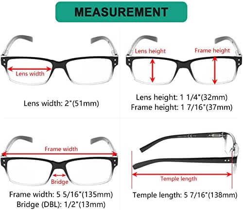 Eyekepper Menteni 10% - os Csomagban 5 Csomag Klasszikus Fekete-világos Olvasó Szemüveg a Férfiak, mind a 5 Pack Tavaszi