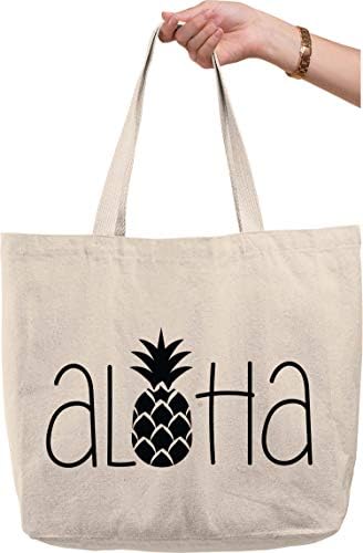 Merész Tote Bags Aloha ananász Hawaii Hawaii helló üdvözlet Természetes Vászon Táska vicces ajándék