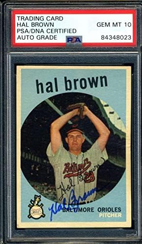 Hal Barna PSA DNS-Gem Menta 10 Aláírt 1959 Topps Autogram - Baseball Asztalon Dedikált Kártyák