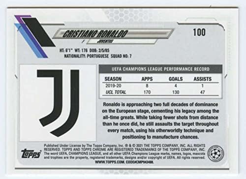 2020-21 Topps Chrome Bajnokok Ligája 100 CRISTIANO RONALDO a Juventus Foci Trading Card