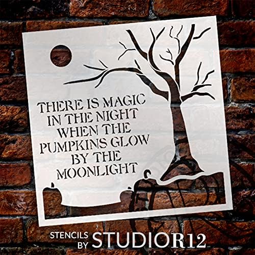 Tök által Holdfény Stencil által StudioR12 | Kézműves DIY Őszi Őszi lakberendezés | Festék Halloween Fa Alá | Újrafelhasználható