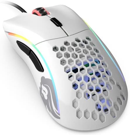 Dicső Gaming Mouse - Dicső Modell D Mínusz Honeycomb Egér - Superlight RGB-PC Egér - 62 g - Fényes Fehér Vezetékes Egér