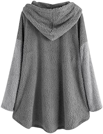 Fragarn Női Őszi-Téli Alkalmi egyszínű Plüss Meleg Kapucnis Plus Size Kabát
