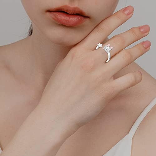 Vékony Gyűrű Aranyos Kis Nyuszi Gyűrű, Édes Szűz Szív, Virág mutatóujját Gyűrű Gyermekek Nyitó Gyűrű Gyűrű Mérete 12 Nő (Egy,