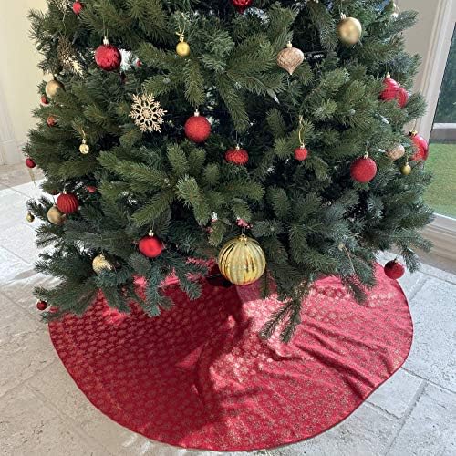 lovemyfabric 56 Kerek Fa Szoknya Karácsonyra & Holiday Tree Decor / Hópelyhek / karácsonyfák / Csillagok (Zöld, Brokát karácsonyfa)