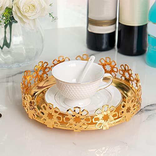 Cabilock Esküvői Dekoráció Arany Kerek Z Tálca Dekoratív Komód Tálca Kozmetikai Smink Tároló Tál Ékszerek Bizsu Szervező