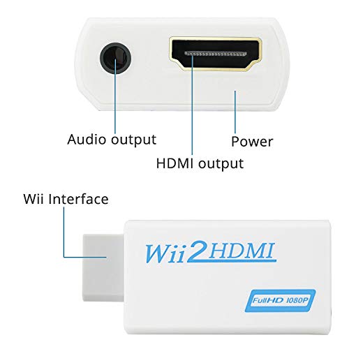 Wii, HDMI Adapter, HDMI Kábel, Kompatibilis a Nintendo Wii - Átalakító HD Video Audio Kimenet Támogatja az Összes Wii Megjelenítési