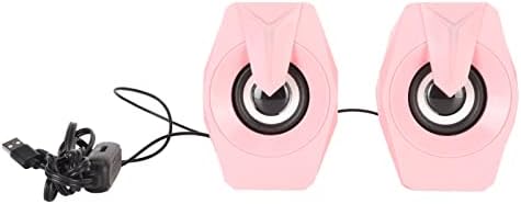 TUORE Vezetékes Hangszóró, hi-fi Hang, USB Powered Hangszóró, Vonal Vezérlő RGB Világítás Kompakt Játék (Rózsaszín)