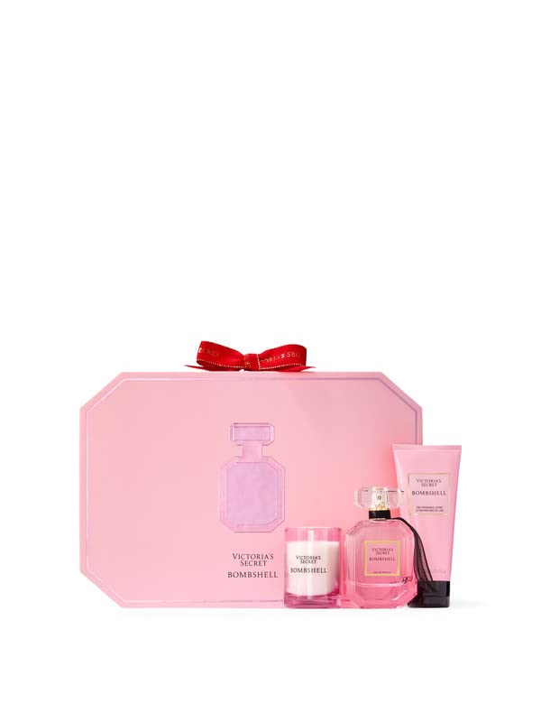Victoria ' s Secret Bombázó 3 Darab Luxe Illat Ajándék Szett: 1.7 oz. Eau de Parfum, Utazási Krém, & Gyertya