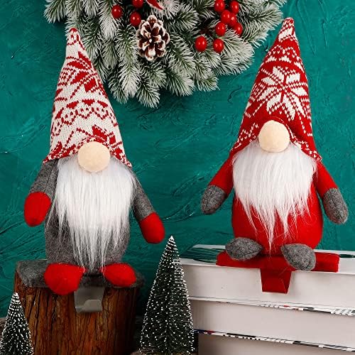Juegoal 2 Csomag Karácsonyi Gnome Harisnya Tartók, Köpeny Karácsonyi Harisnya Állni, Fogasok, Plüss Gnome Lógó Horog Harisnya,
