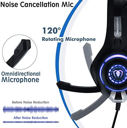 Gaming Headset a PS4, Komfort Zaj Csökkentése kristálytisztán 3,5 mm-es LED Professzionális Fejhallgató Mikrofon az Xbox,