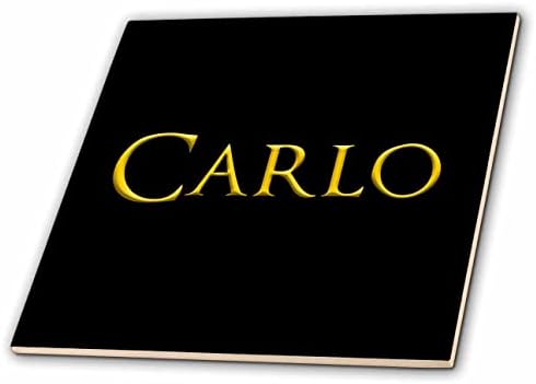 3dRose Carlo népszerű kisfiú neve Amerikában. Sárga, fekete varázsa ajándék - Csempe (ct_353988_1)