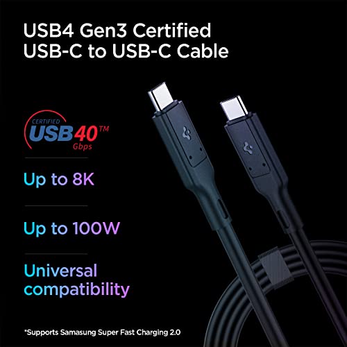 Spigen [USB-HA Hiteles USB Kábel 4 2.6 ft Thunderbolt 4 3 Kábel,100W Töltés 40Gbps adatátviteli 8K Video C Típusú MacBook,