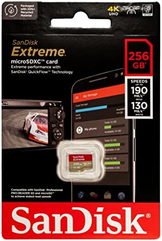 256 gb-os SanDisk Micro SDXC Memory Card Extreme Működik GoPro Hero 8 Fekete, GoPro Max 360 Akció Kamera U3 V30 4K A2 Osztály