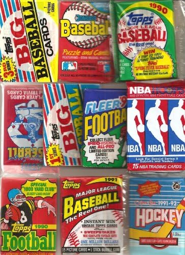 20 bontatlan sportscards csomagok, baseball, foci, kosárlabda jégkorong
