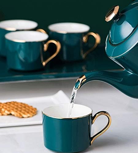 CUJUX Kerámia Kávés Teás Készlet Északi Rajz Arany Zöld Kávét a Csésze Tej Kancsó, cukortartó Tálca Set Home Délutáni Tea