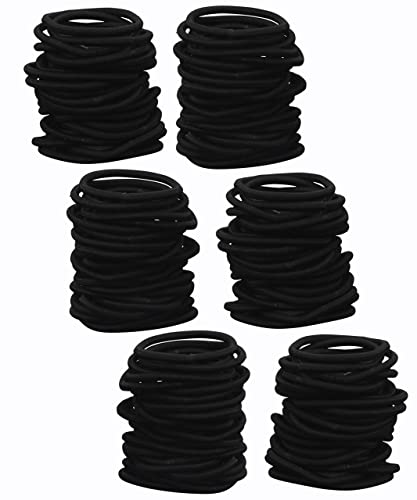 Iconikal Egyszerű Kényeztető Nem-Fém Rugalmas Haj Nyakkendő Ömlesztett Csomagolás, 4mm Vastag, Fekete, 180-Szám