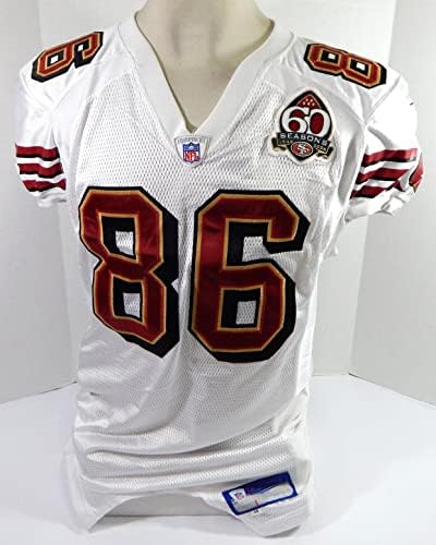 2006-ban a San Francisco 49ers Brian Jennings 86-Os Játék Kiadott Fehér Jersey 60 S P 46 7 - Aláíratlan NFL Játék Használt