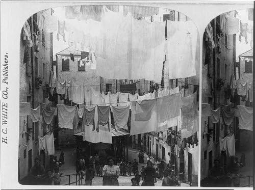 HistoricalFindings Fotó: A Nyilvános Mosni,Genoa,Olaszország,Hazai Élet,Mosoda,Clotheslines,c1902
