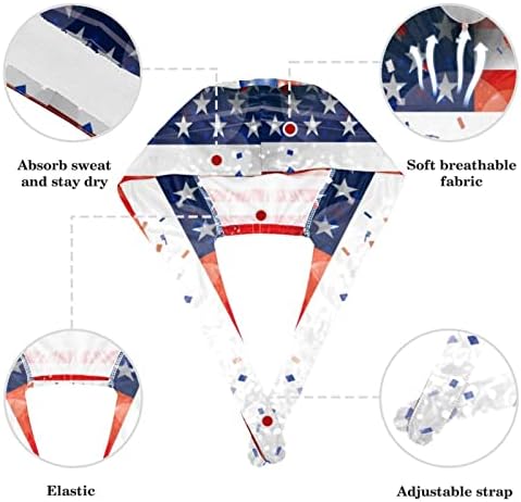 Amerikai Zászló Térkép Állítható Bouffant Sapkák Kalapok Dolgozik Sapka Íj Haj Hajgumi