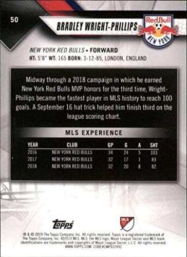 2019 Topps MLS 50 Bradley Wright-Phillips, a New York Red Bulls Foci Trading Card