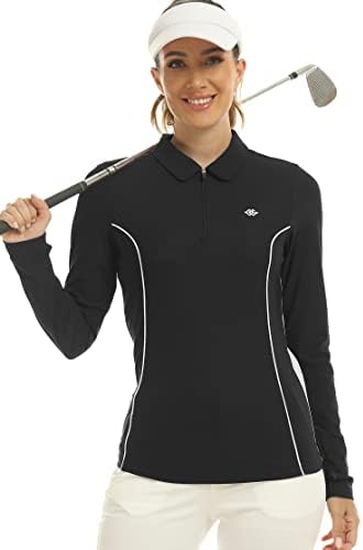 MoFiz Női Cipzáras Golf Pólók, Hosszú Ujjú Gyors Száraz Póló UPF50+ Sport Tenisz Top a Hüvelykujj Lyukak