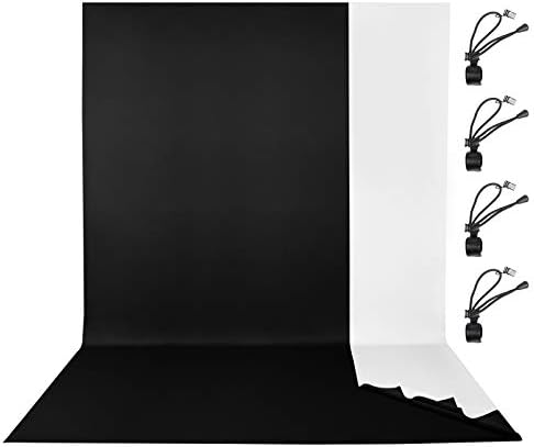 EMART Fotó Hátteret Fotózás, 6 x 9 FT 2 az 1-ben Fekete/Fehér ráncmentes Bluebox Képernyőn, Poliészter-Pamut Háttér 4 Hátsó