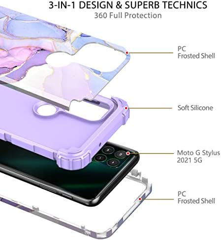 Hekodonk Moto G Stylus 2021 5G az Esetben, nagy teherbírású Ütésálló Védelem Kemény Műanyag+Szilikon Gumi Hibrid védőtok