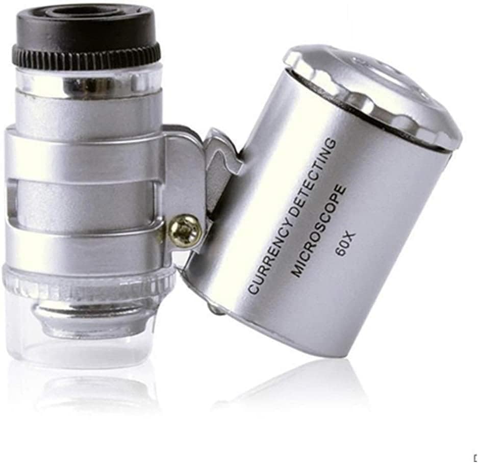 BIENKA 60X Kézi Nagyító Pocket Mini Mikroszkóp Nagyítólencse UV Valuta Detektor, Ékszerész Nagyító LED (Színes Nagyítás