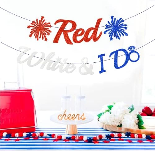 6H-red white&én Piros-Fehér-én Banner Glitter Piros-Fehér & Kék, Piros, Fehér, illetve azt a Csillogó Díszek Tűzijáték, július