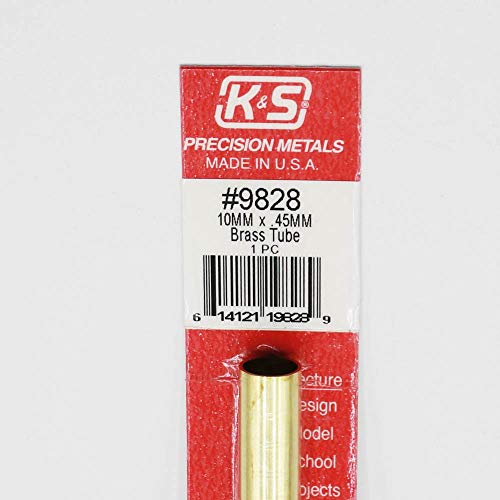 K&S9828 Kerek Réz Cső, 10mm OD x 0.45 mm Fal x 300 mm Hosszú, 1 Darab, Made in USA