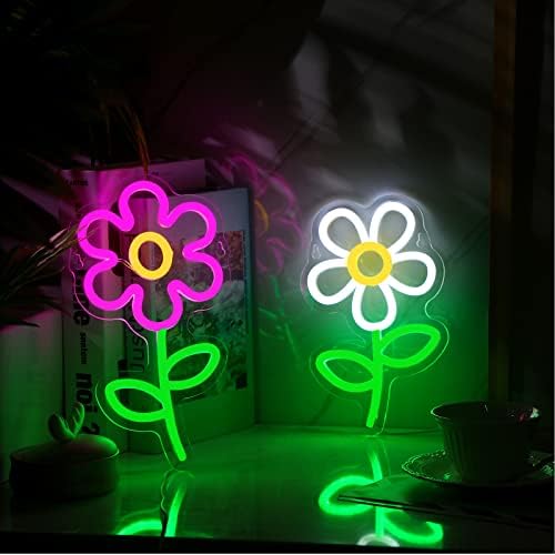 Xuhal 2 Db Százszorszép Virág neonreklám Daisy Alakú Neon Fény Esztétikai LED Tábla Daisy Dekoráció Falra Dekoráció, a Lányok,