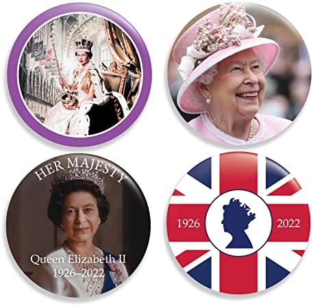 Queen Elizabeth II Megemlékező Gombot (2.25 hüvelyk) - Készlet Négy Gyönyörű Gombok Ünnepelni Őfelsége, a Királynő