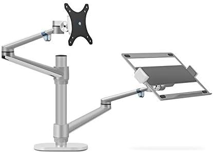 Alumínium, Állítható Magasságú Asztali Dual Kar 17-32 colos Monitor Tartó+10-17 hüvelykes Laptop Állvány OLL-3l övezetben
