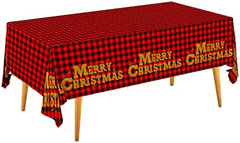 Karácsonyi Abrosz, Gatherfun Piros-Fekete Kockás Eldobható Asztalterítő Vízálló Műanyag Téglalap alakú Tábla fedezet Boldog