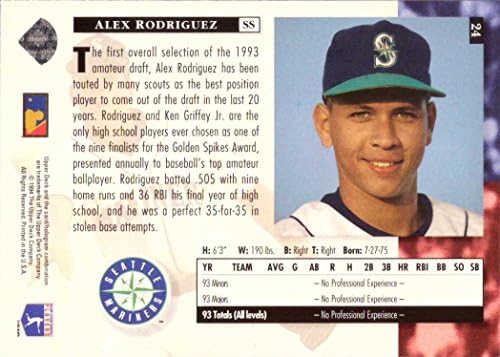 1994 Felső Szint Baseball 24 Alex Rodriguez Újonc Kártya