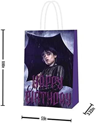 wednesday Addams születésnapi party kellékek，24 fél elem, komámasszony táskák, ajándékcsomagot, ajándék táska, fél kedvez