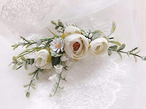FIDDY898 Esküvői Menyasszonyi Comb Camellia Haj Fésű Ranunculus Zöld levél, Virágos Klip Fejdísz 2002