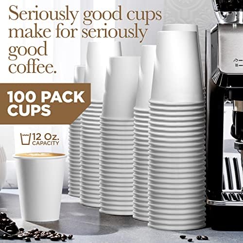 Egyszer használatos Fehér Papír Kávét -12 Oz (100 Csomag) - Papír Pohár, Csésze Forró Ital a Tea, Forró Csoki, Víz, Hideg-Meleg