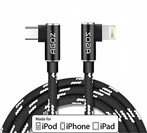 AGOZ 4FT Apple MPI Hitelesített Lightning-USB-C Kábel 90° - Os Szögben Gyors Töltő Kábel Kompatibilis az iPhone 14, 13, 12