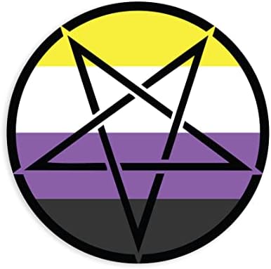 Alkalmazható Szójáték Fordított Pentagram Nem Bináris Pride Flag LGBTQ Zászló - Vinyl Matrica, 4 inch