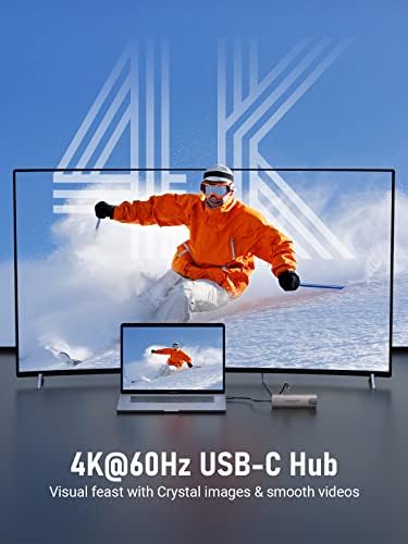 USB-C Hub Többportos Adapter, 10 az 1-ben USB-C Adapter, USB-C Hub MacBook Pro HDMI 4K-60Hz, Gigabit Ethernet, 100W Teljesítmény